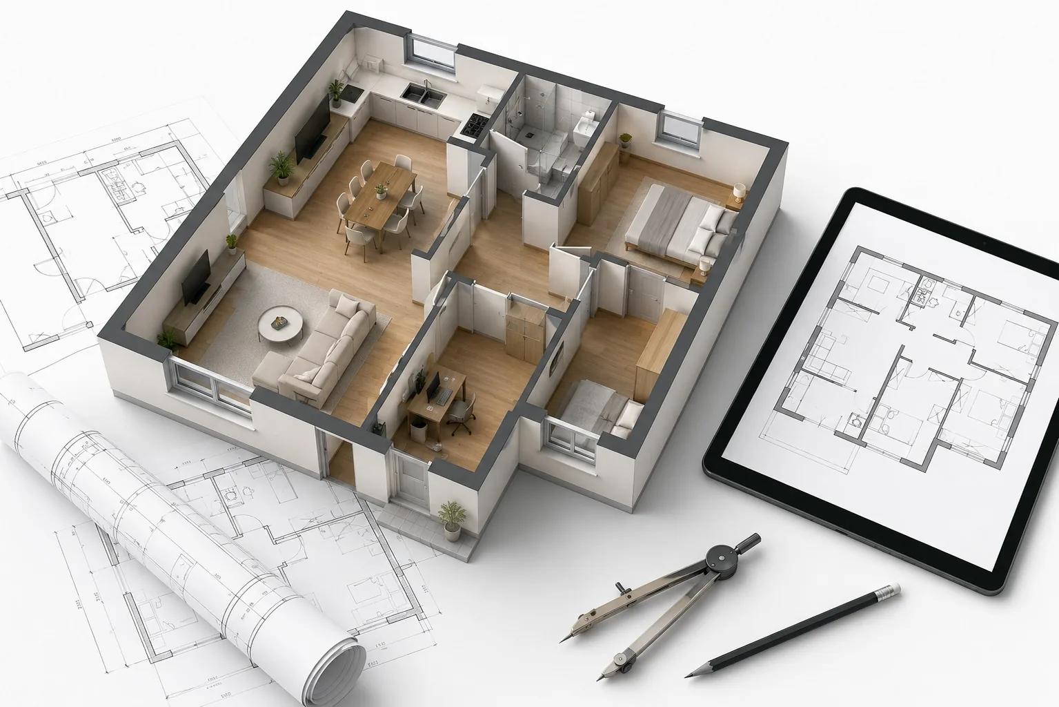 Professioneller Immobilien-Grundriss mit Raumaufteilung